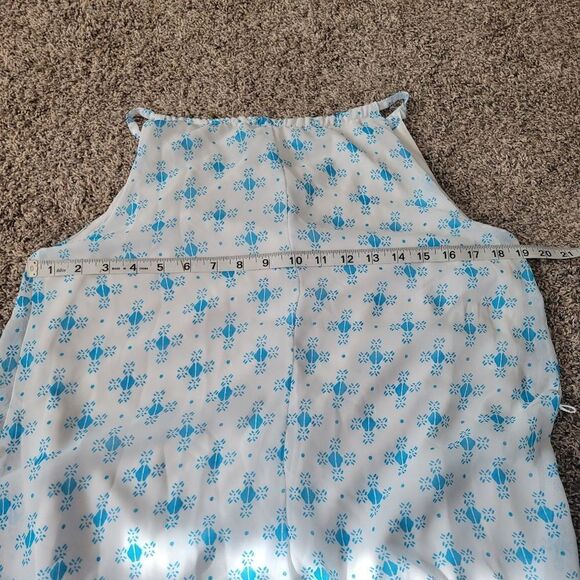 Old Navy White Blue Sleeveless Split V-Neck Geometric Print Shift Dress Size S - Picture 13 of 15